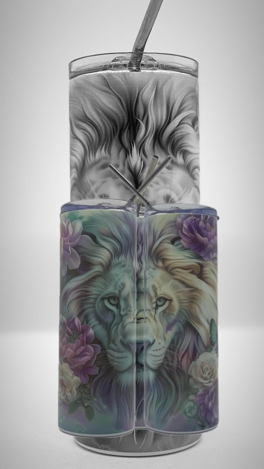 Edelstahl - Thermobecher "Pastell Floral Lion"