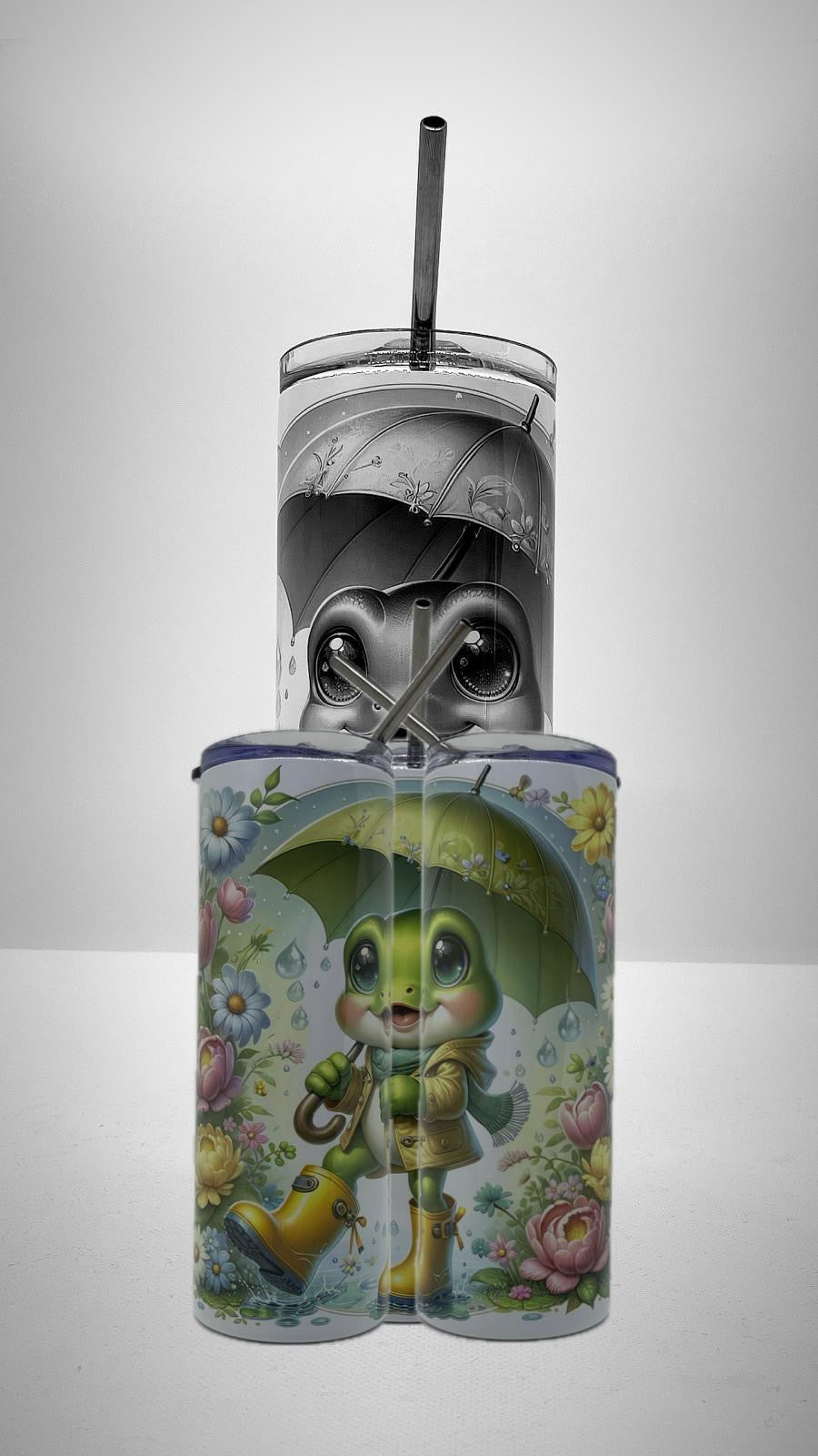Edelstahl - Thermobecher "Frosch mit Regenschirm"