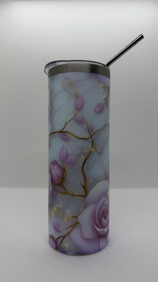 Edelstahl - Thermobecher "3-D Pink Rose"