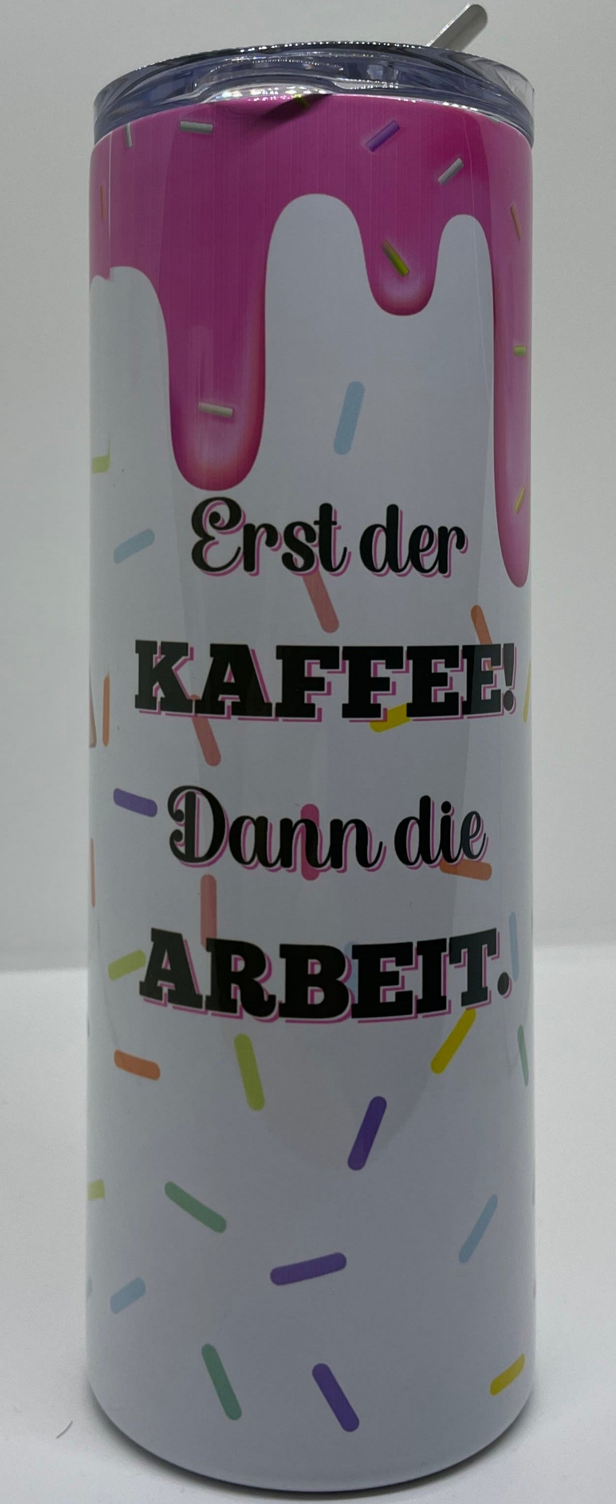Edelstahl-Thermobecher Giraffe "Erst der Kaffee dann die Arbeit"
