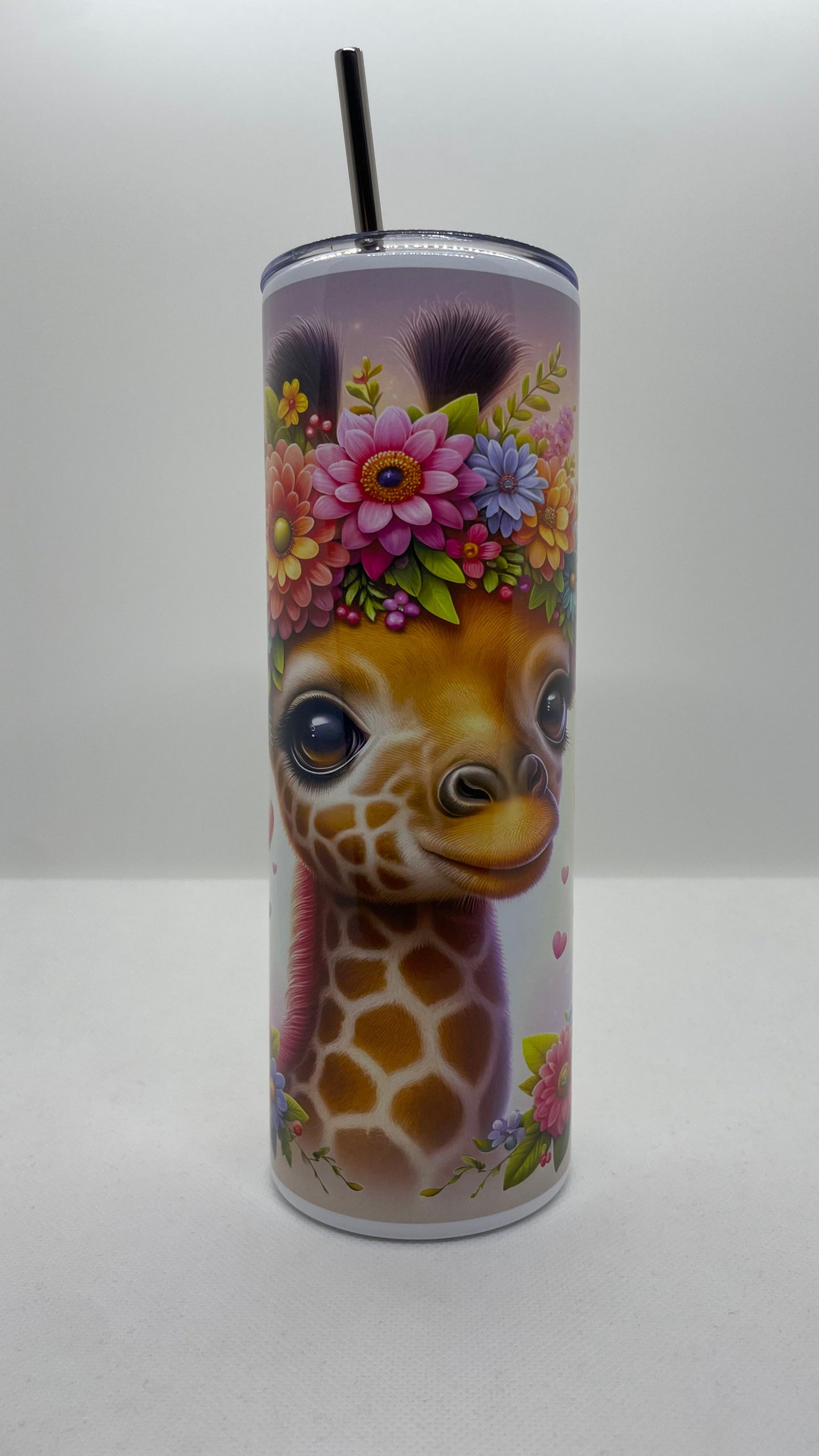 Edelstahl-Thermobecher Giraffe "Giraffe mit Blumenkranz"