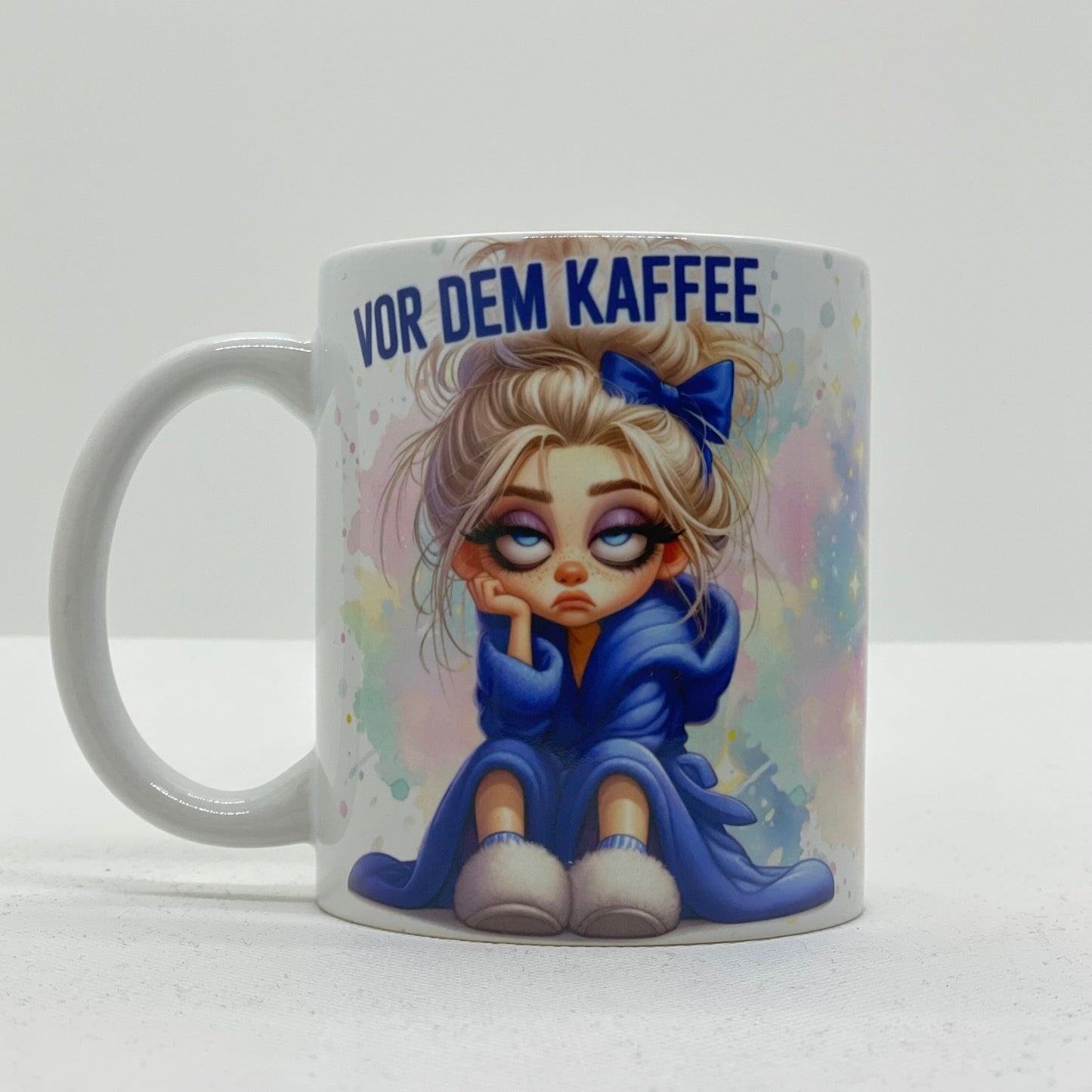 Tasse mit Druck "Vor Nach dem Kaffee"