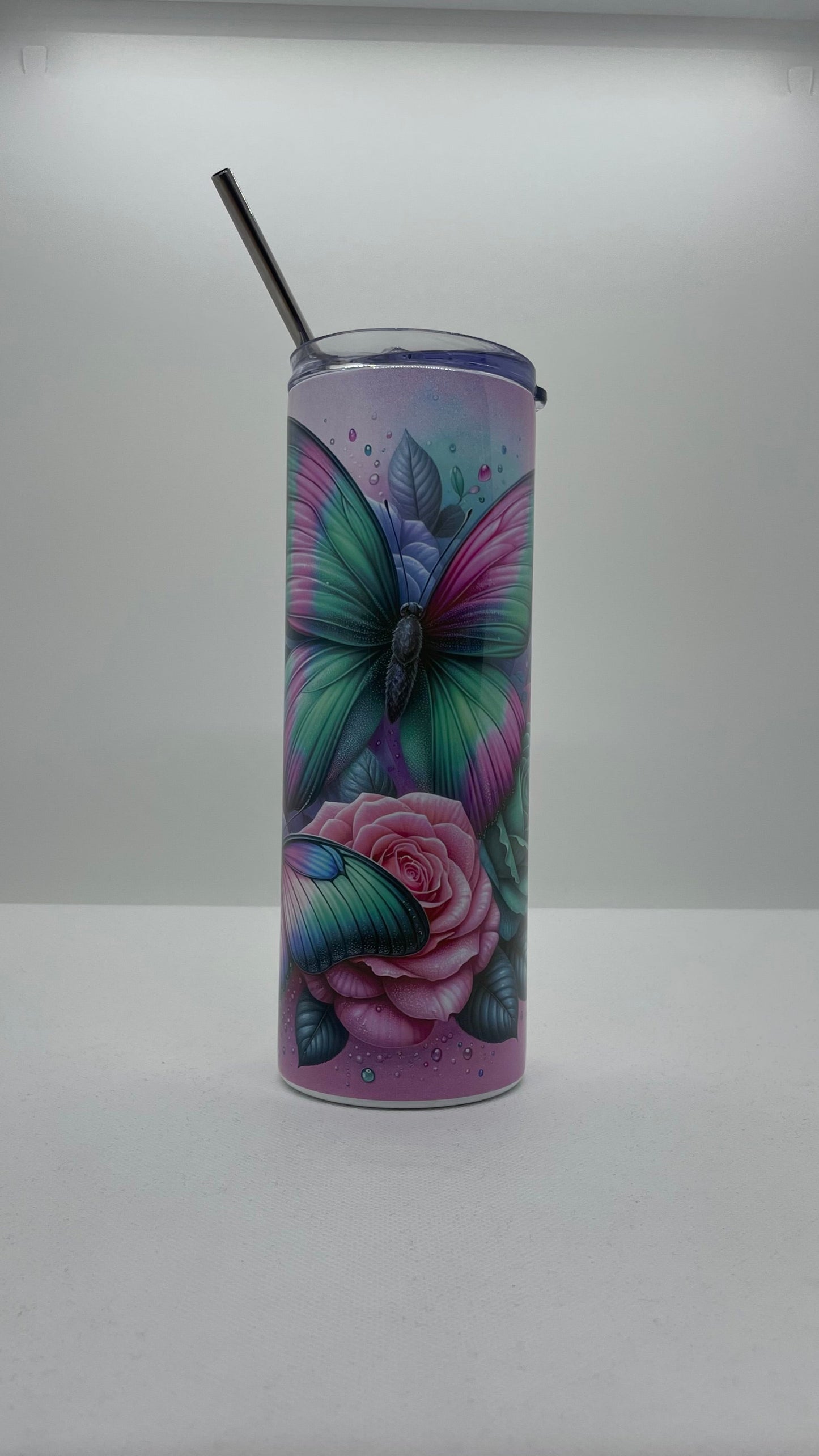 Edelstahl - Thermobecher "Schmetterling rosa"