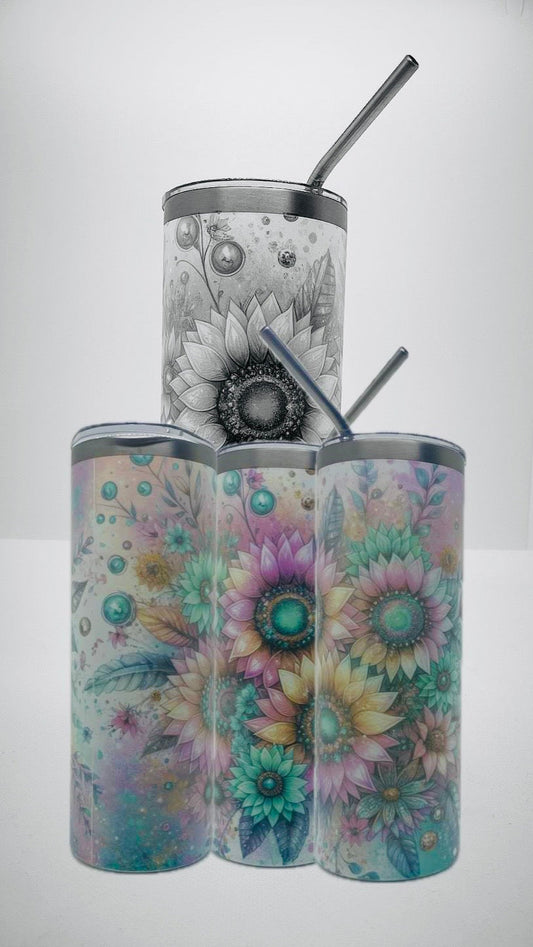 Edelstahl - Thermobecher "Boho-Blumen"