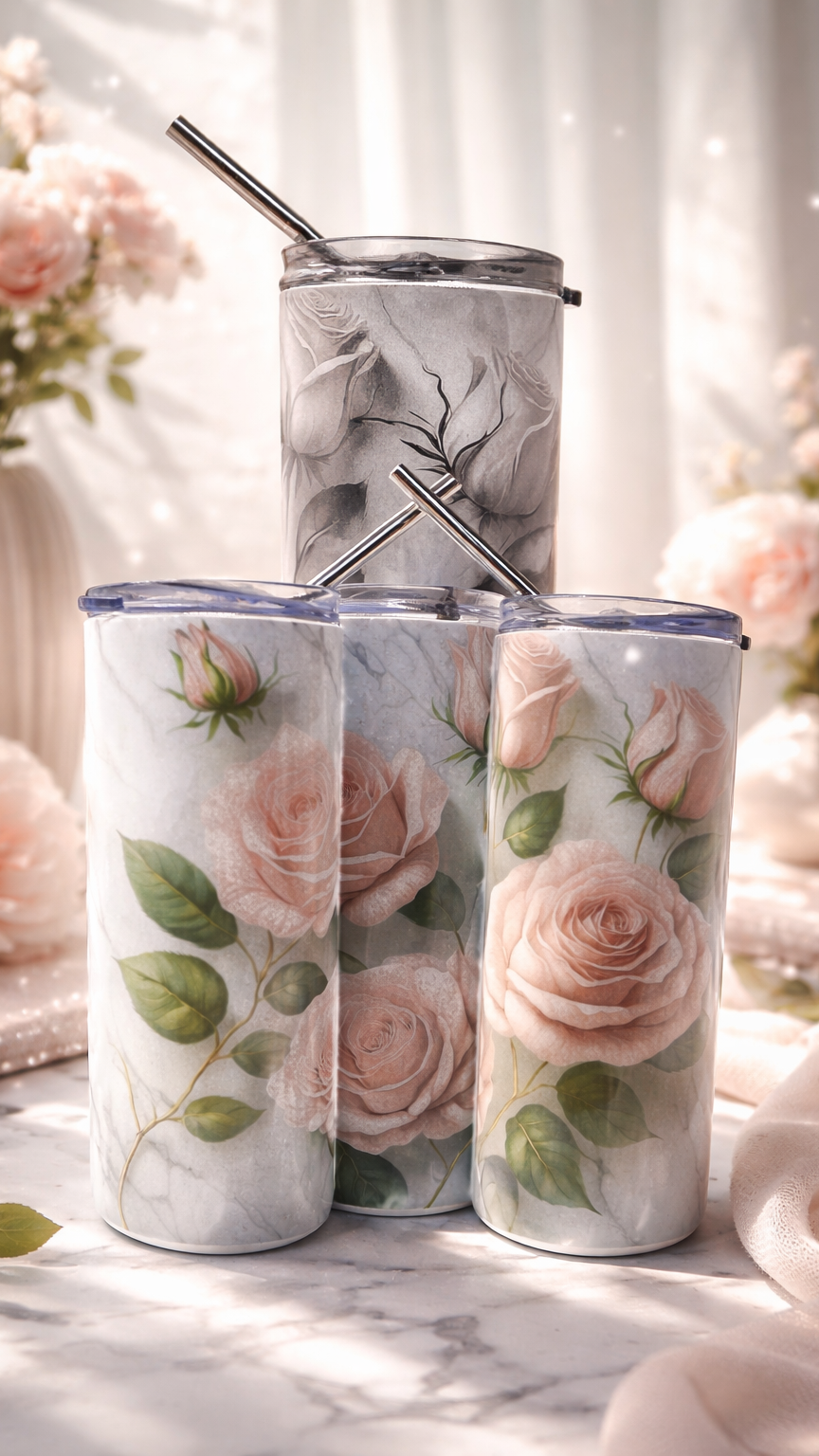 Edelstahl - Thermobecher "Rosen"