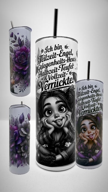 Edelstahl - Thermobecher "Vollzeit-Verrückte"