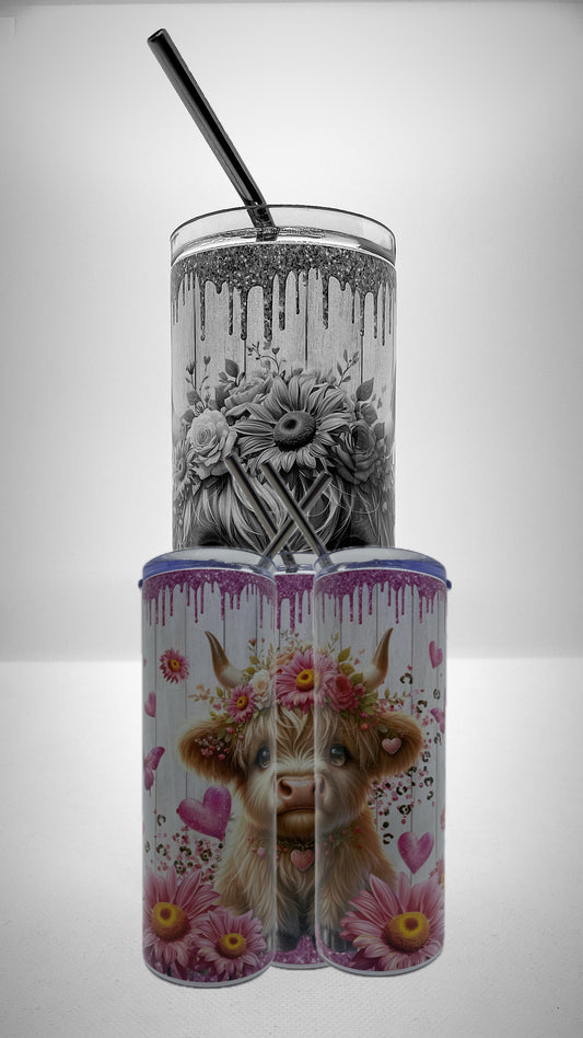 Edelstahl-Thermobecher Cow "Highland Cow Pink"