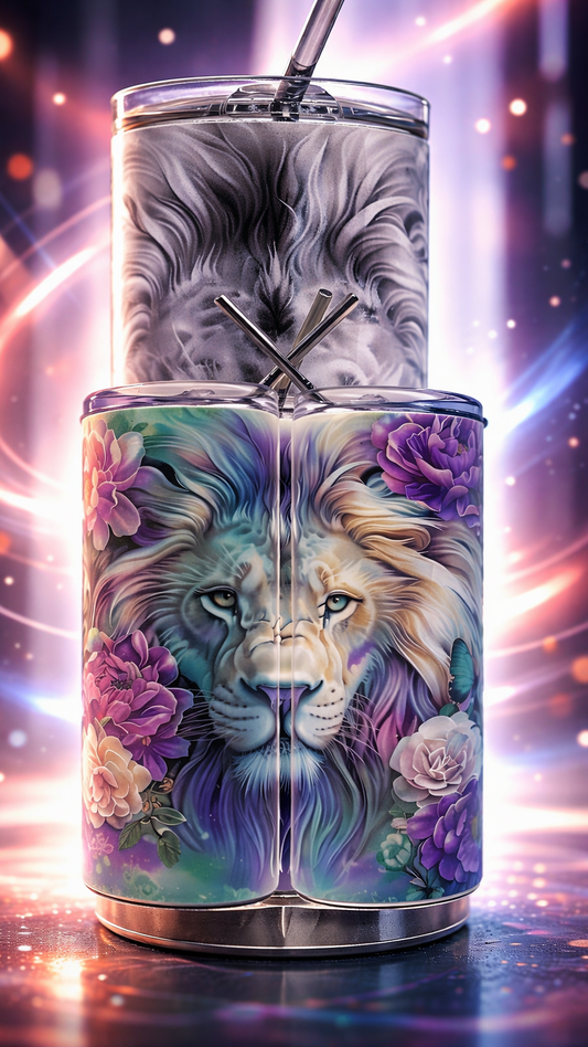 Edelstahl - Thermobecher "Pastell Floral Lion"