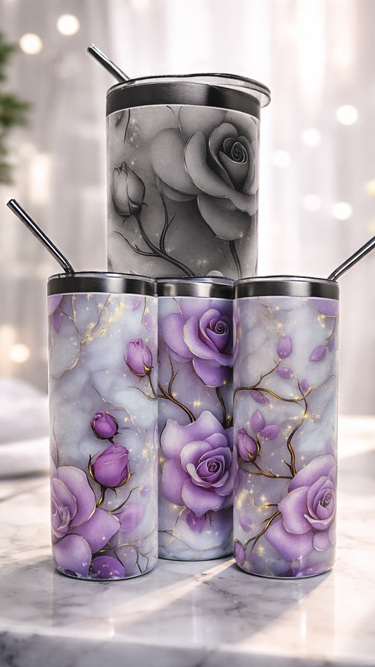 Edelstahl - Thermobecher "3-D Pink Rose"
