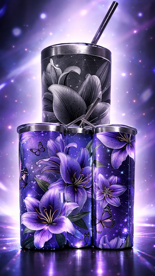 Edelstahl - Thermobecher "Lilien Butterfly "
