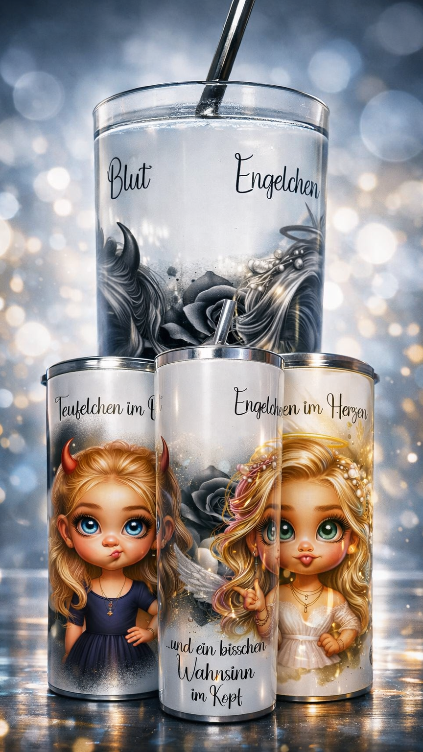 Edelstahl - Thermobecher "Engelchen vs. Teufelchen"