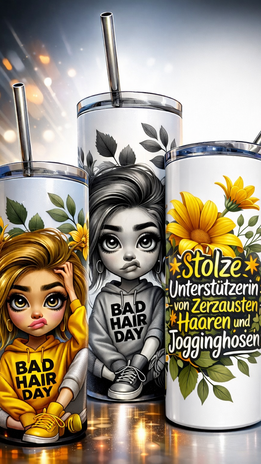 Edelstahl - Thermobecher "Bad Hair Day"