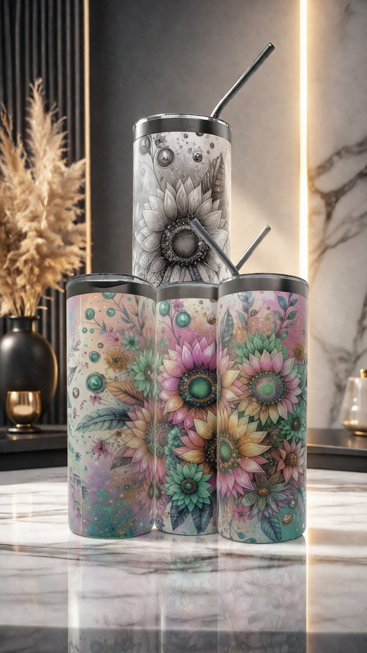 Edelstahl - Thermobecher "Boho-Blumen"
