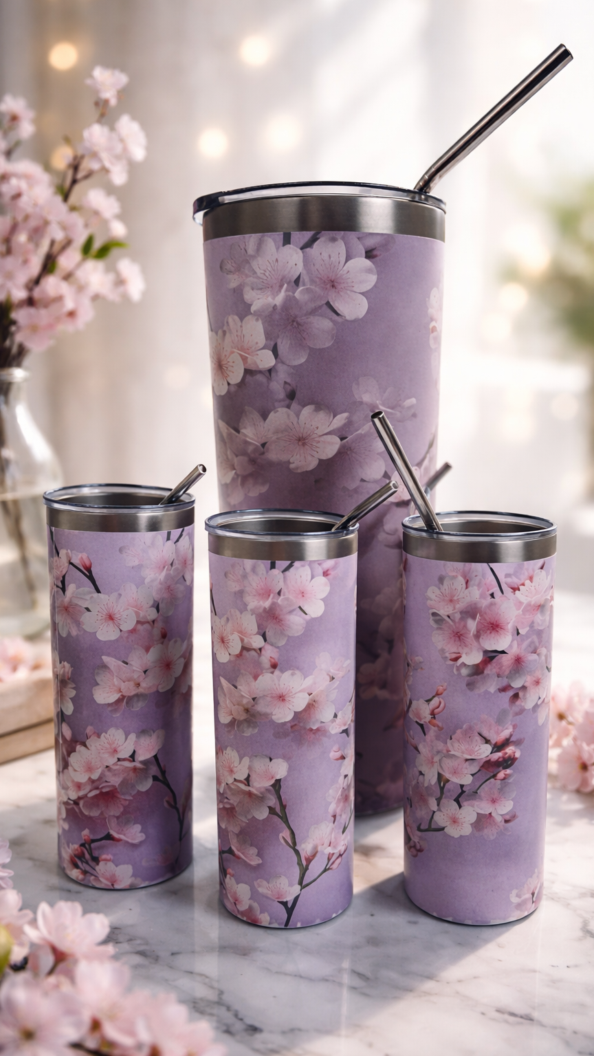 Edelstahl - Thermobecher "Kirschblüte"