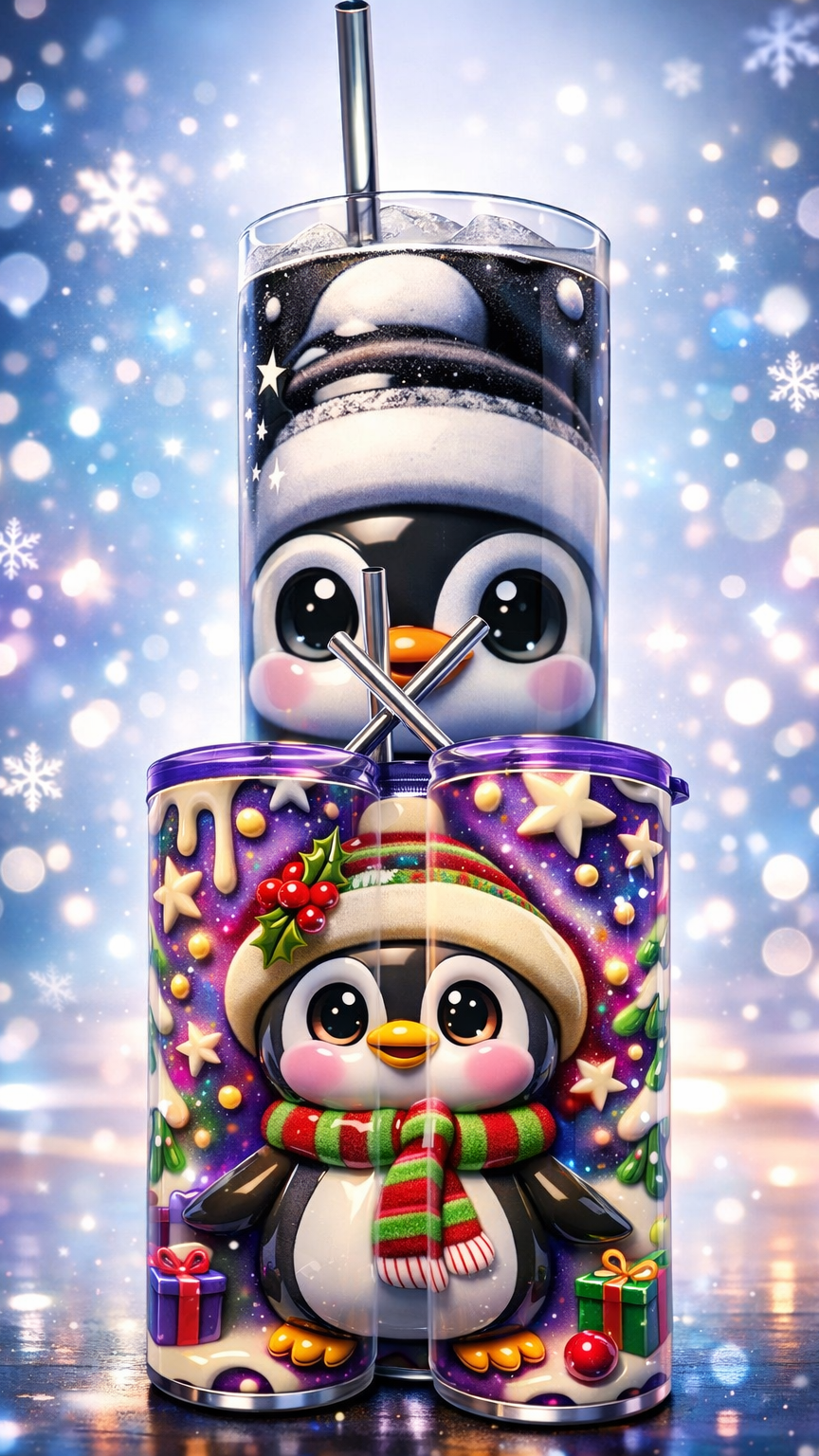 Edelstahl - Thermobecher "Weihnachten - Pinguin"