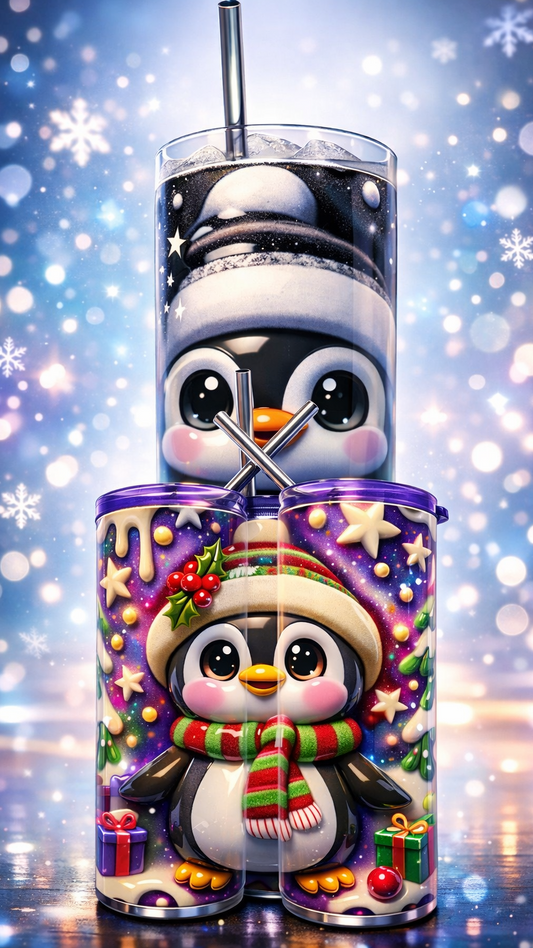 Edelstahl - Thermobecher "Weihnachten - Pinguin"