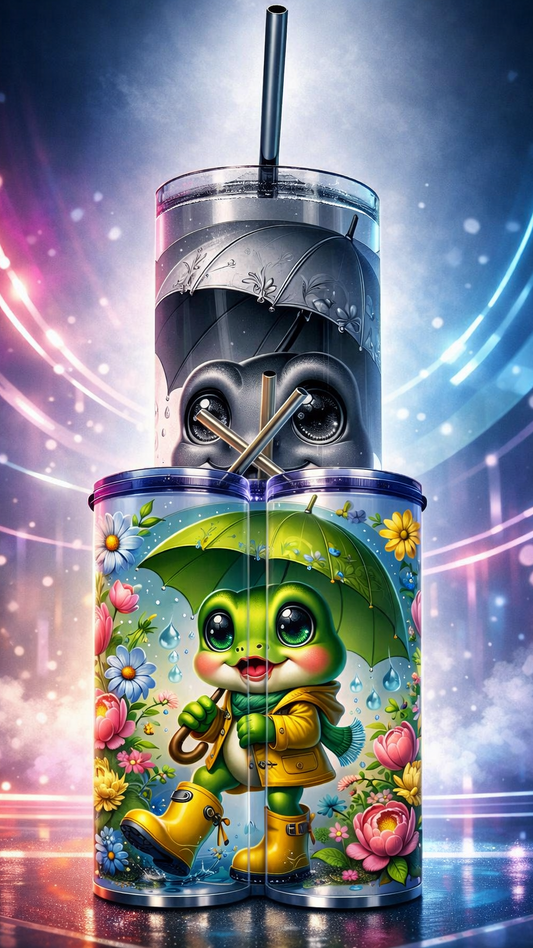 Edelstahl - Thermobecher "Frosch mit Regenschirm"