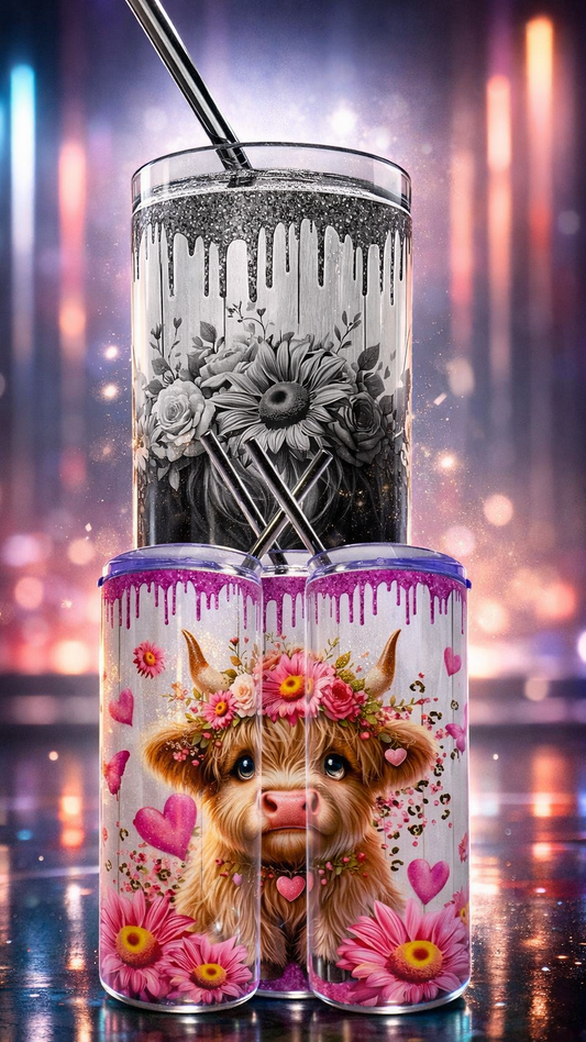 Edelstahl-Thermobecher Cow "Highland Cow Pink"
