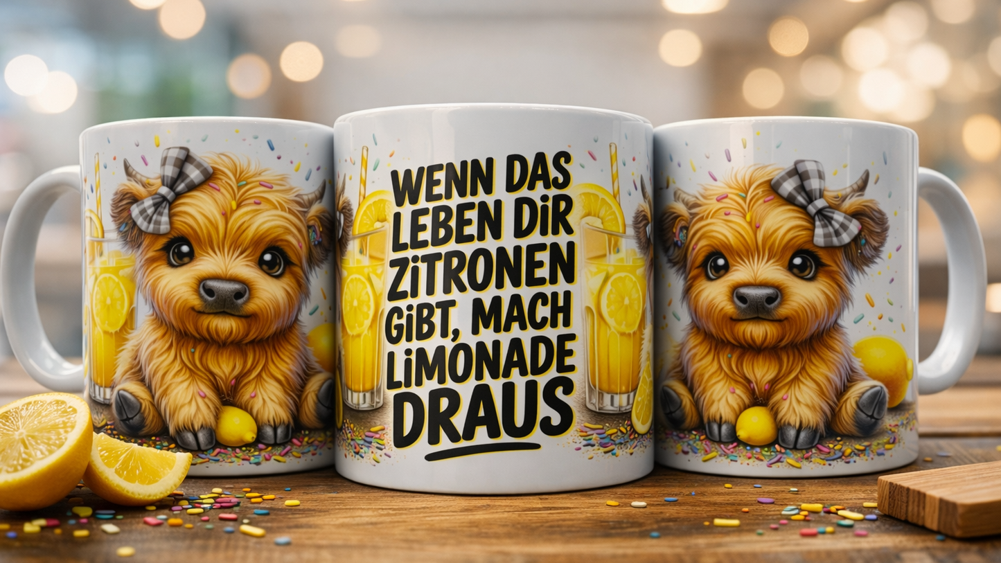 Tasse mit Druck "Highland Cow - Zitronen"