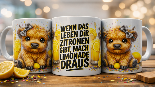 Tasse mit Druck "Highland Cow - Zitronen"