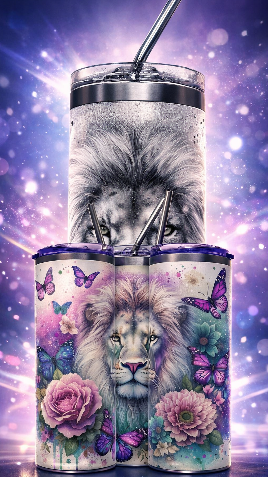 Edelstahl - Thermobecher "Floral Lion"