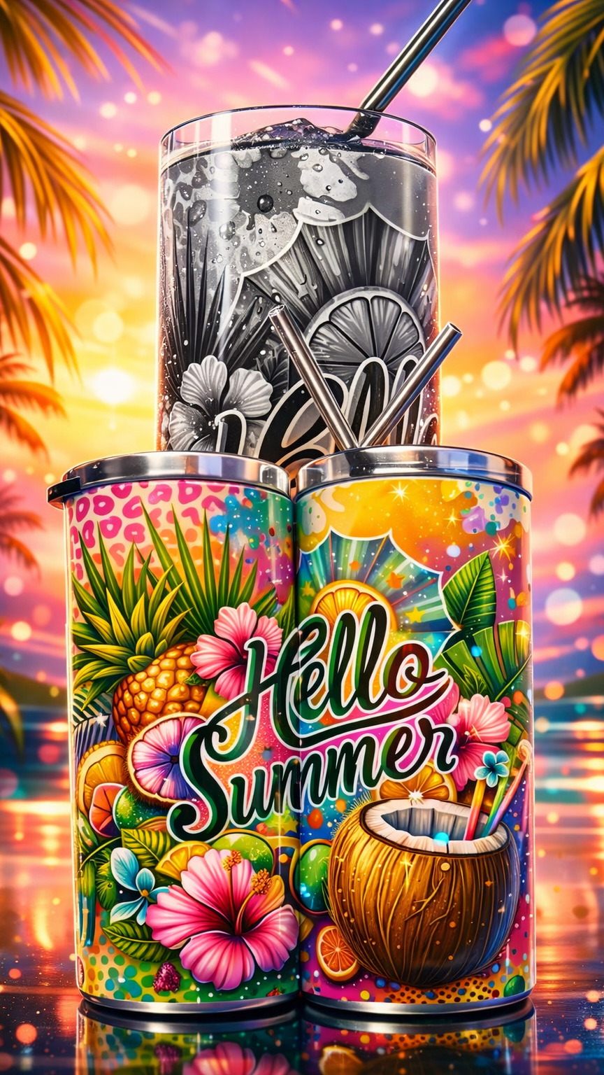 Edelstahl - Thermobecher "Hello Summer"