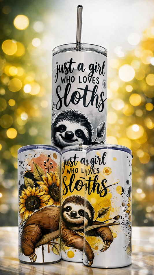 Edelstahl - Thermobecher "Faultier - Just a girl"
