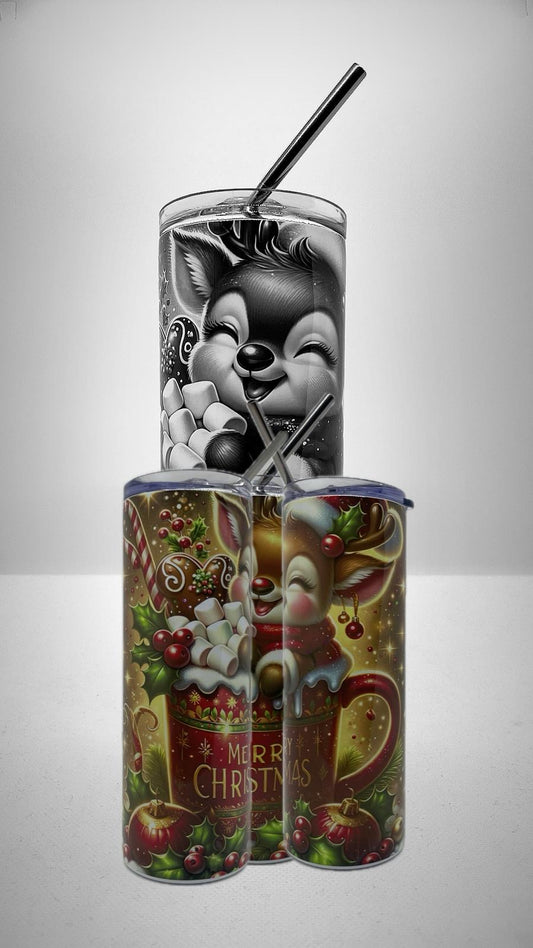 Edelstahl - Thermobecher "Merry Christmas - Rentier"