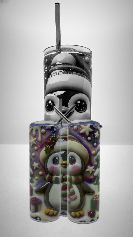 Edelstahl - Thermobecher "Weihnachten - Pinguin"